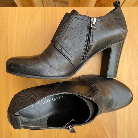 Franco Sarto Side Zipper Tinker, Genuine Leather, Stretch Black Booties, Size 8M - Picture 4 of 10